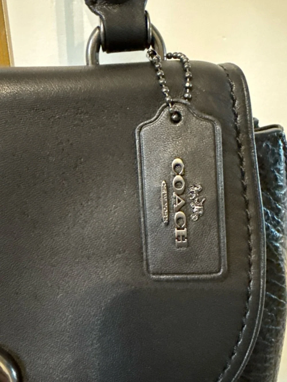 Coach Black Leather Turnlock Satchel with Top Handle